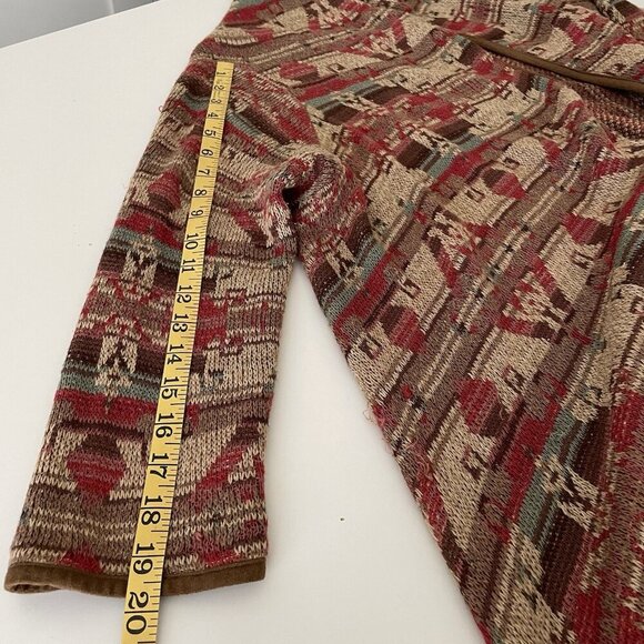 Lauren Ralph Lauren Open Cardigan Sweater S/M Southwestern Aztec Silk Blend - Picture 7 of 9